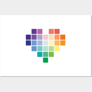 Rainbow Pixel Hearts Posters and Art